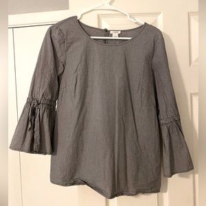 J.crew jcrew gingham black and white bell sleeve top blouse shirt bow small work
